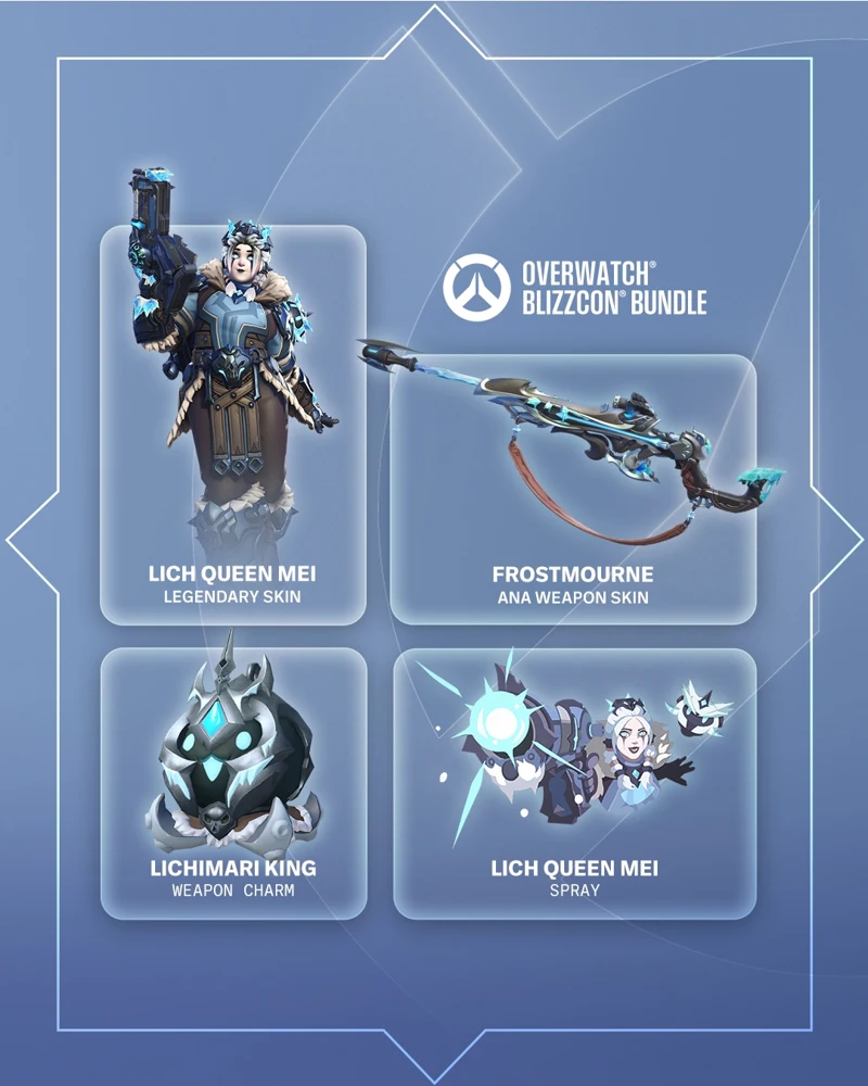 Official Overwatch BlizzCon Bundle with Lich Queen Mei and Ana’s Frostmourne weapon skin